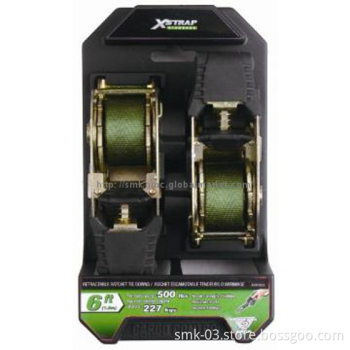 2pcs 1\"X6FT Retractable Tie Down